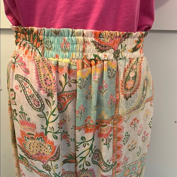 Pink and Orange Wide Leg Pants with Elastic Waistband - Picture 5 of 8